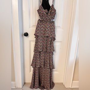 ALC Titus tiered open waist silk dress.